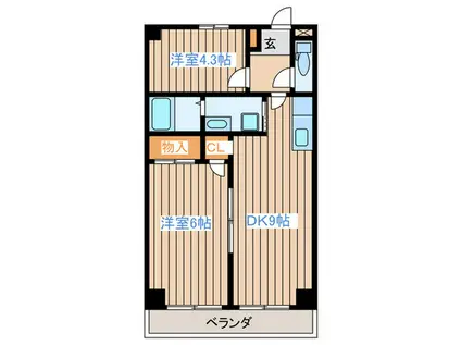 サンパルK・K(2DK/1階)の間取り写真