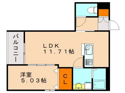 メゾンクレール博多南五番館(1LDK/2階)の間取り写真