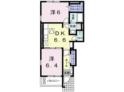 ラウレアII(2DK/1階)の間取り写真