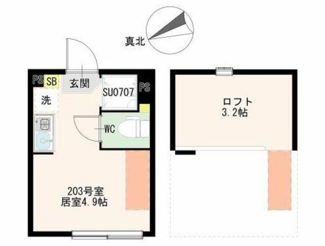 ブルーレースアゲート(ワンルーム/2階)の間取り写真