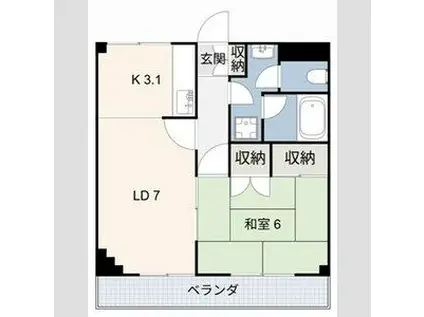 ラヴェールエスポアIII(1LDK/2階)の間取り写真