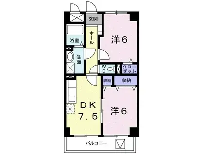 コゥジィー シティー(2DK/1階)の間取り写真