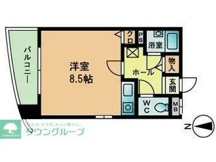 ベルメゾン百道(ワンルーム/2階)の間取り写真