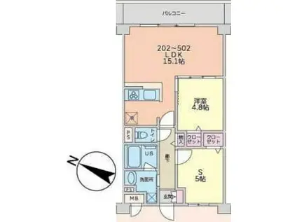 西鶴間3丁目マンション(1SLDK/3階)の間取り写真
