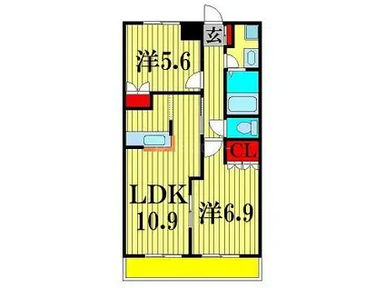 ポラリス壱番館(2LDK/2階)の間取り写真
