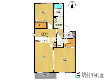 カーサ・ラピスE(2LDK/2階)の間取り写真