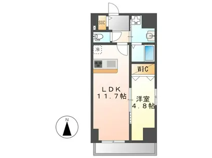 GRAN DUKE栄ELIMA(1LDK/2階)の間取り写真