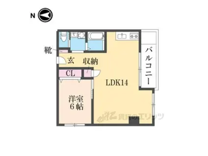 ワールドダック(1LDK/6階)の間取り写真