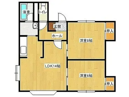 ハイツオーシャン(2LDK/1階)の間取り写真