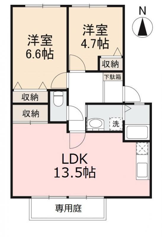 フォブールサンパ(2LDK/1階)の間取り写真