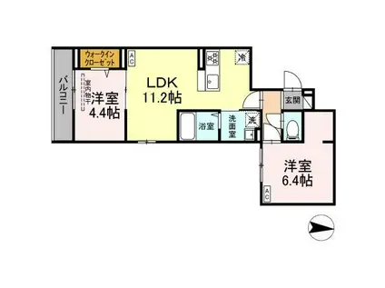 アンソレイエⅡ(2LDK/3階)の間取り写真