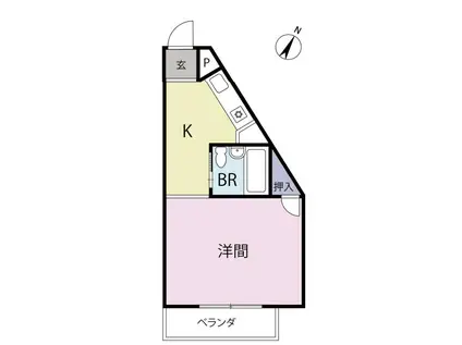 ラフォル生田(1K/2階)の間取り写真