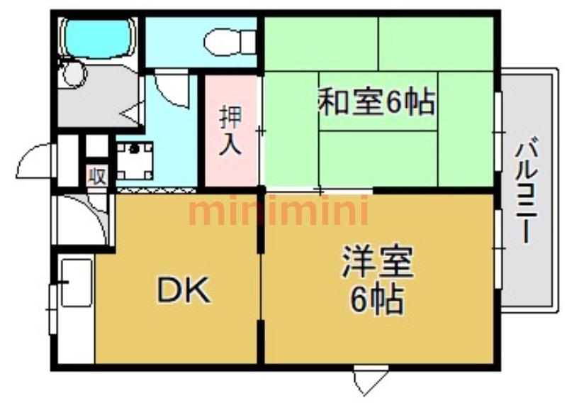 入江ハイツIII(2DK/1階)の間取り写真