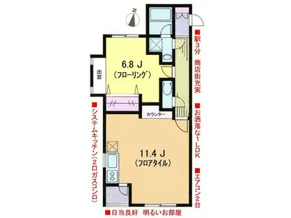 ネオデジャヴ(1LDK/2階)の間取り写真