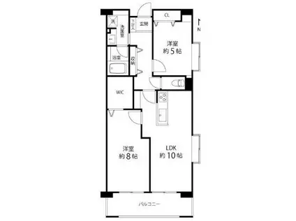 パーシマン大泉(2LDK/2階)の間取り写真