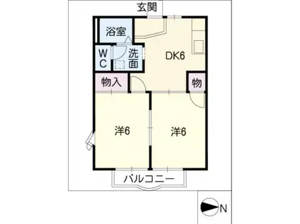 ポートタウンA・B(2DK/1階)の間取り写真