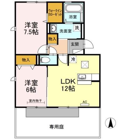ヴィータ フェリーチェ(2LDK/1階)の間取り写真