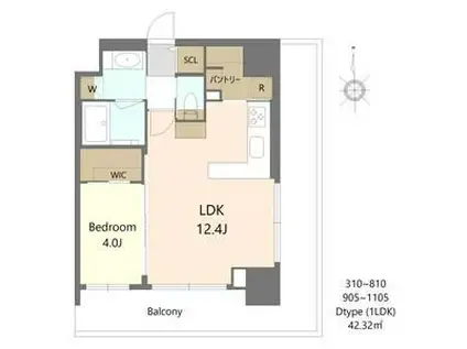 S-RESIDENCE松屋町ASENCE(1LDK/7階)の間取り写真
