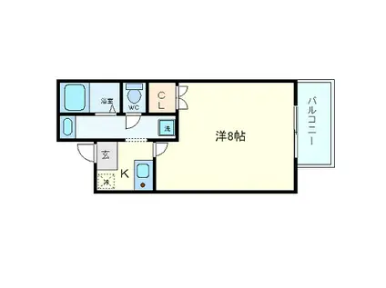 アリバ豊崎(1K/2階)の間取り写真