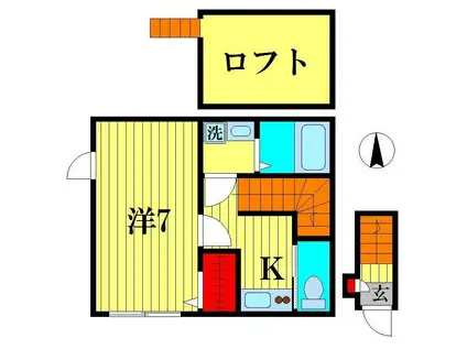 ウィング・ジムコB棟(1K/2階)の間取り写真