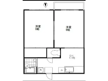 ハイツセキスイA棟 A(2DK/2階)の間取り写真