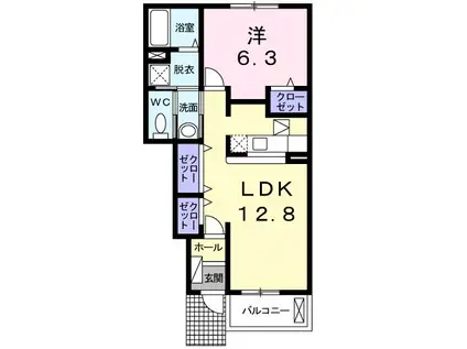 アンジュエールB(1LDK/1階)の間取り写真