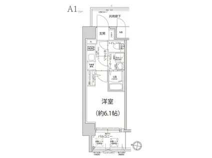 エスリード神戸大倉山ヒルズ(1K/7階)の間取り写真