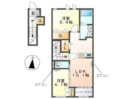 サンリット・ビラ参番館(2LDK/2階)の間取り写真