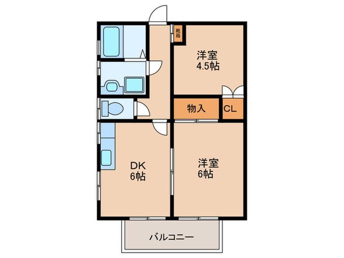 グリーンハイム(2DK/1階)の間取り写真