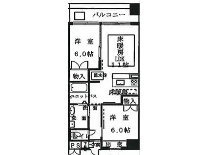 第20関根マンション(2LDK/12階)の間取り写真