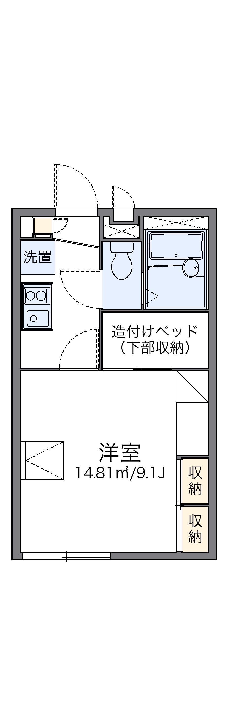 レオパレス西京(1K/1階)の間取り写真