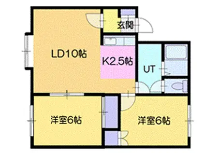 クレストールツイン壱番館(2LDK/2階)の間取り写真