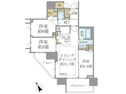 シティハウス東池袋(3LDK/2階)の間取り写真