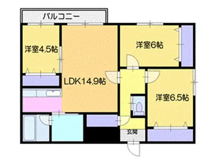 メゾンMT北野(3LDK/4階)の間取り写真