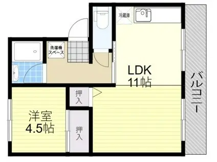 ハイツカームネス(1LDK/3階)の間取り写真
