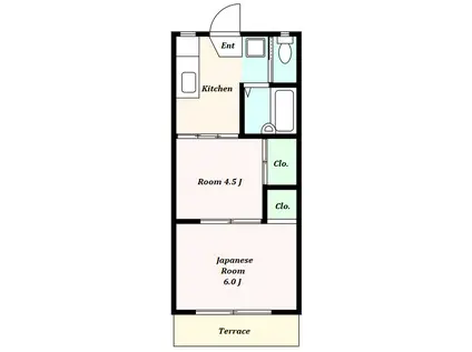 ハイム上野毛(2K/1階)の間取り写真