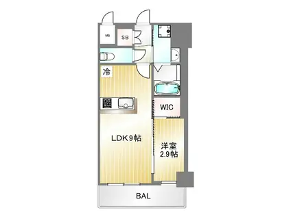 スワンズシティ神戸湊川II(1LDK/3階)の間取り写真