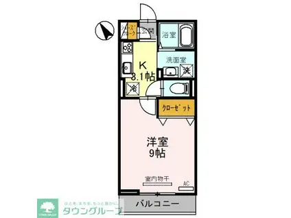 グラセフル(1K/1階)の間取り写真