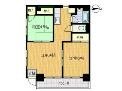 桜川青風ハイツ(2LDK/8階)の間取り写真