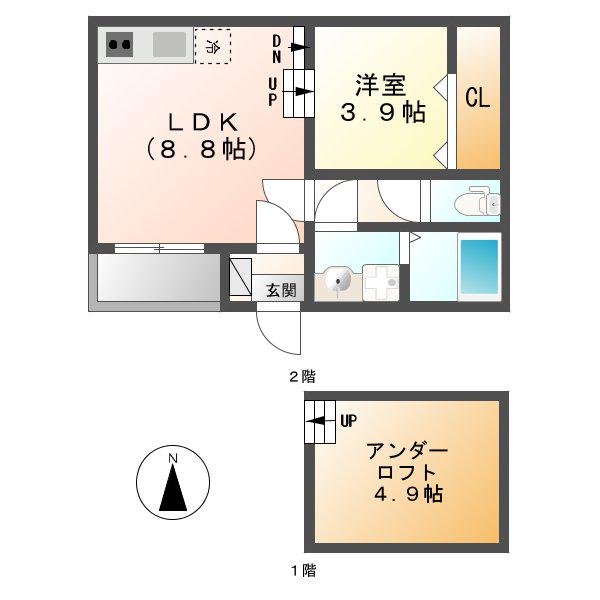 ガルテン(1LDK/3階)の間取り写真