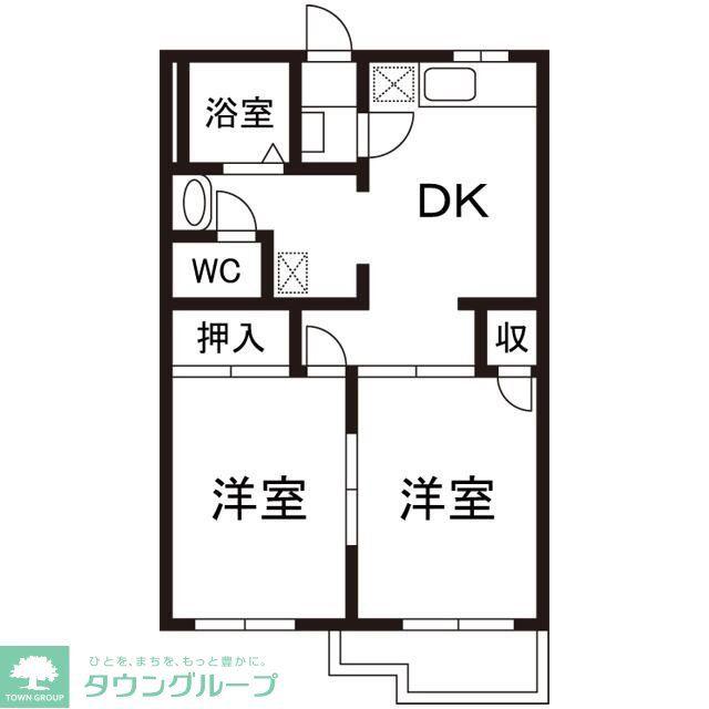 ソリティア B棟(2DK/1階)の間取り写真