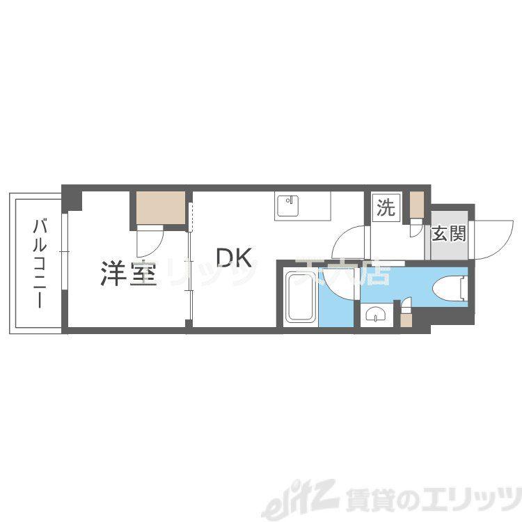 ザ・パークハビオ同心(1DK/10階)の間取り写真