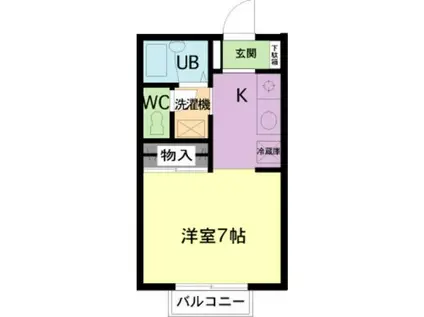 京王相模原線 京王堀之内駅 徒歩14分 2階建 築33年(ワンルーム/2階)の間取り写真