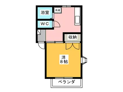 ポンドバレー B(1DK/2階)の間取り写真