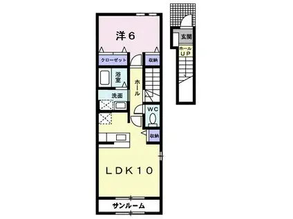 ヴィラ・スウィート・COCOI(1LDK/2階)の間取り写真