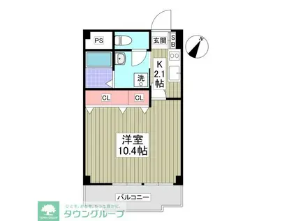 リブレス所沢緑町(1K/3階)の間取り写真