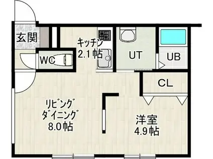 LAND SAKAEMACHI(1LDK/4階)の間取り写真