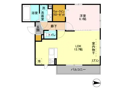 サン クラージュ(1LDK/2階)の間取り写真