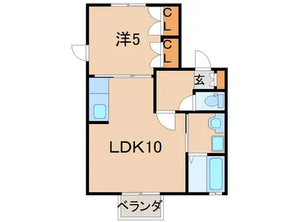 シャンブルA(1LDK/1階)の間取り写真