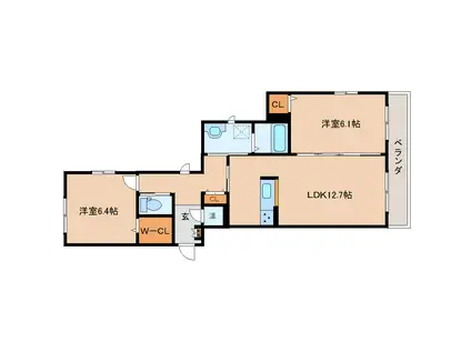 ヒルサイドテラス(2LDK/1階)の間取り写真